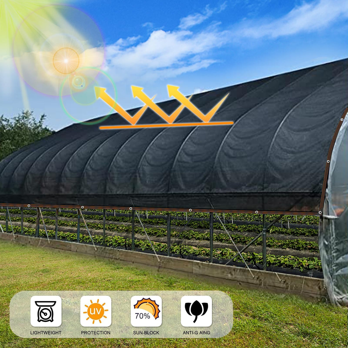 IMSGVIFO UV-resistant shade net offering durable sun protection for gardens and patios