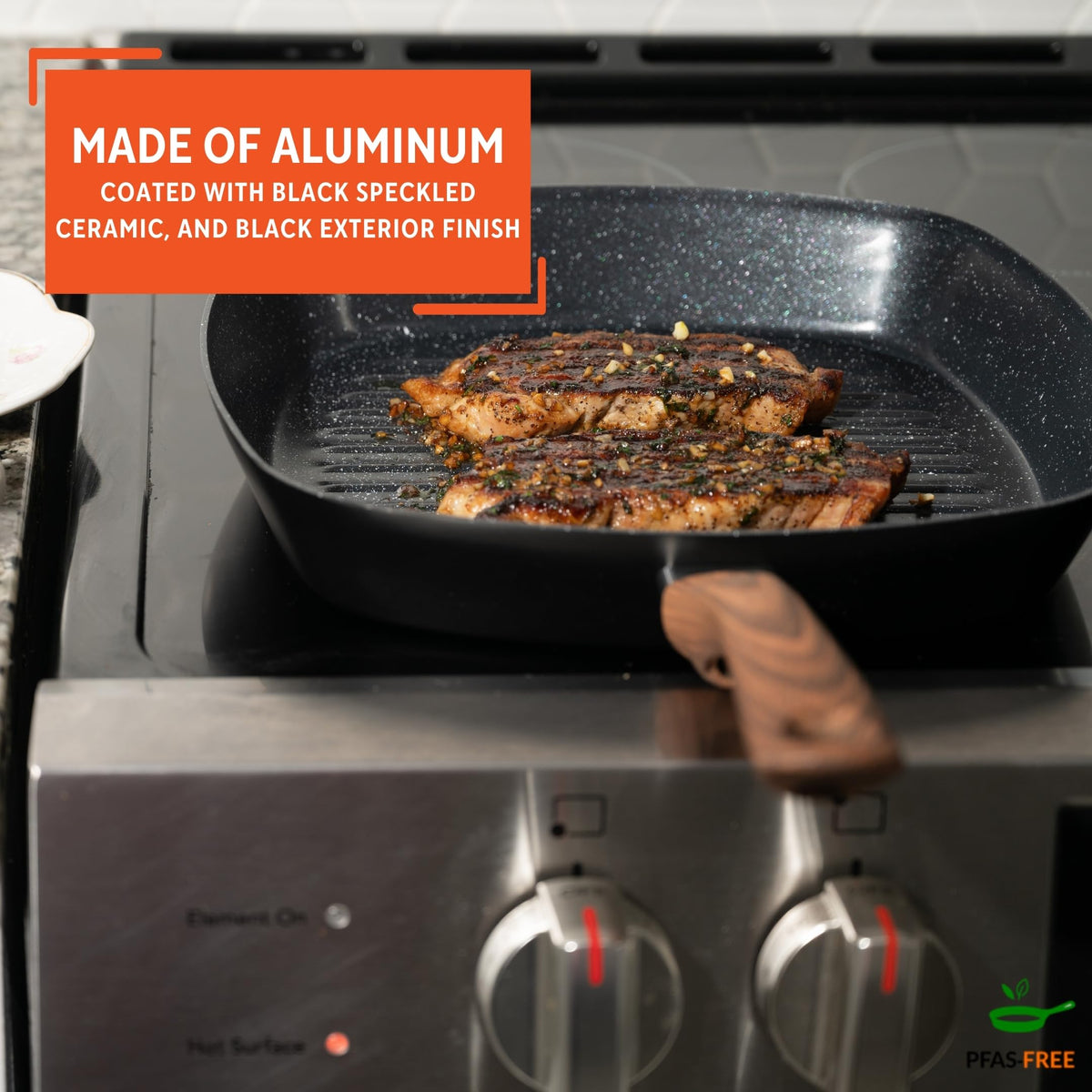 Imusa Madera PFAS-free nonstick surface for healthier cooking with less oil