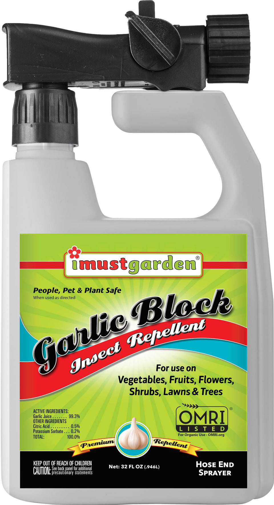 IMUSTGARDEN Garlic Block bottle ready-to-spray for quick garden protection.