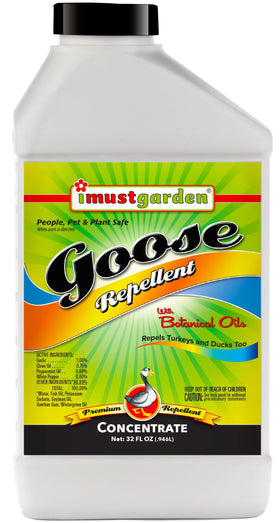 IMUSTGARDEN Goose Repellent 32oz bottle ready for outdoor use to protect lawns.
