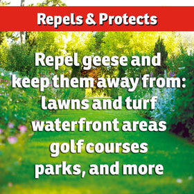 IMUSTGARDEN Goose Repellent bottle label design highlights key features.