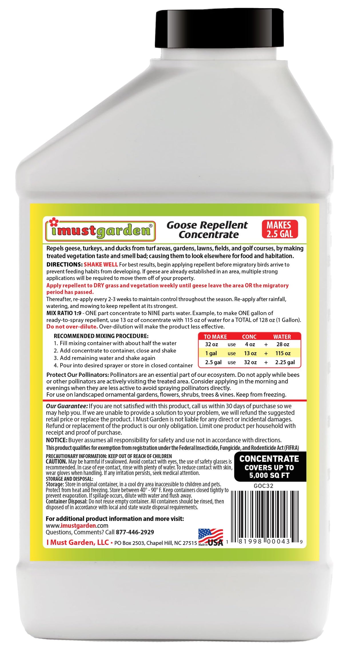 IMUSTGARDEN Goose Repellent spray action deters geese from treated areas.