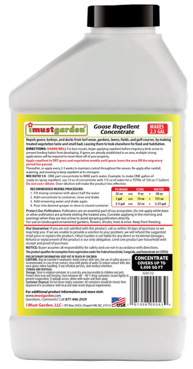IMUSTGARDEN Goose Repellent spray action deters geese from treated areas.