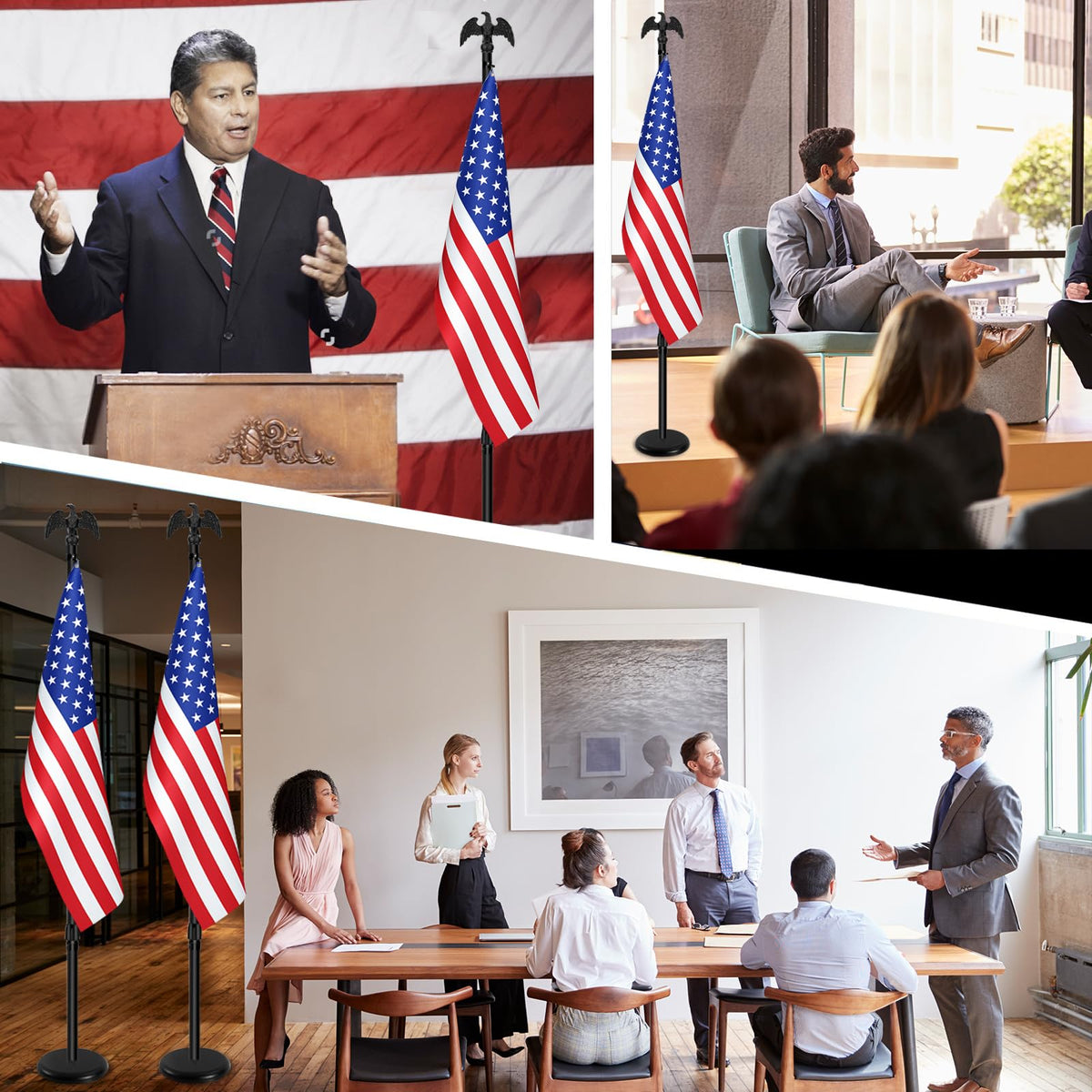 IN WHICH BAY indoor-outdoor-ready-flag-pole suits office and hallways.