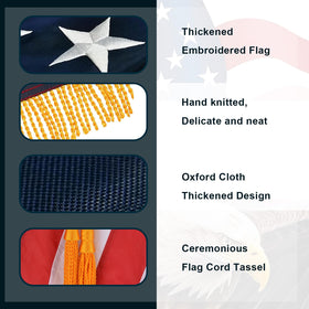 IN WHICH BAY Yellow cord tassel complements the flag display and finish.