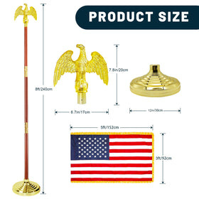IN WHICH BAY FlagPole with gold eagle topper crowns your space for a ceremonial look.