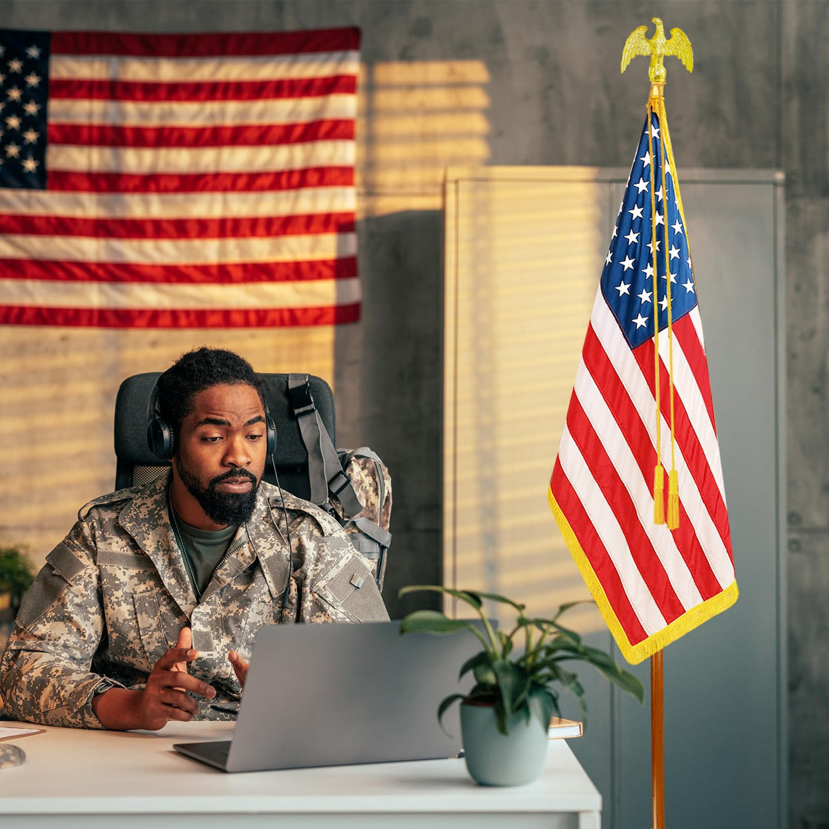 IN WHICH BAY Presidential FlagPole ideal for office display and formal settings.