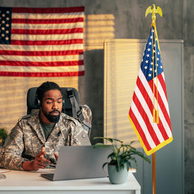 IN WHICH BAY Presidential FlagPole ideal for office display and formal settings.