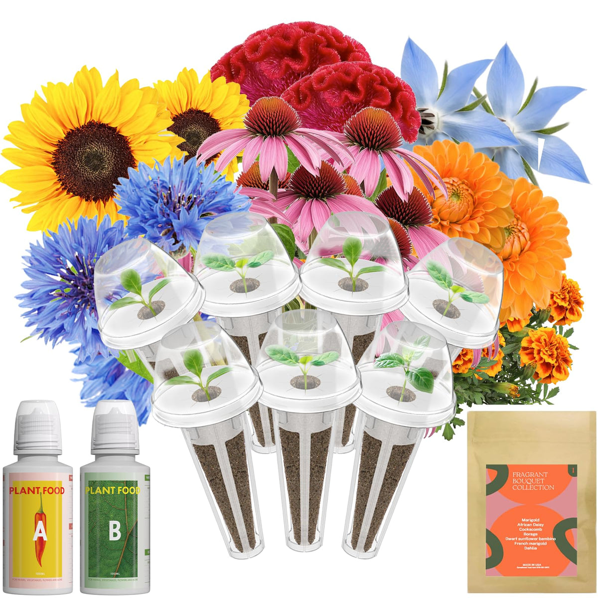 Inbloom Fragrant Bouquet Seed Pod Kit front view for indoor garden setup