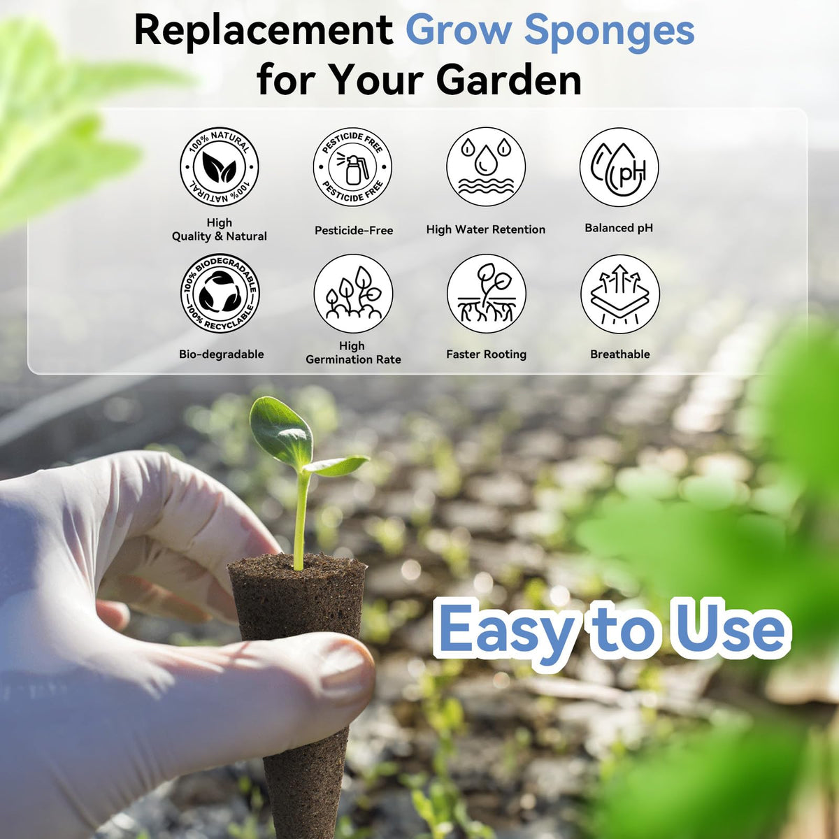 Inbloom Grow Sponges sterile nursery emphasizes clean seed germination.