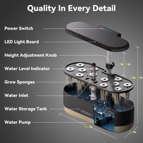 inBloom water tank setup, large reservoir for less frequent refills