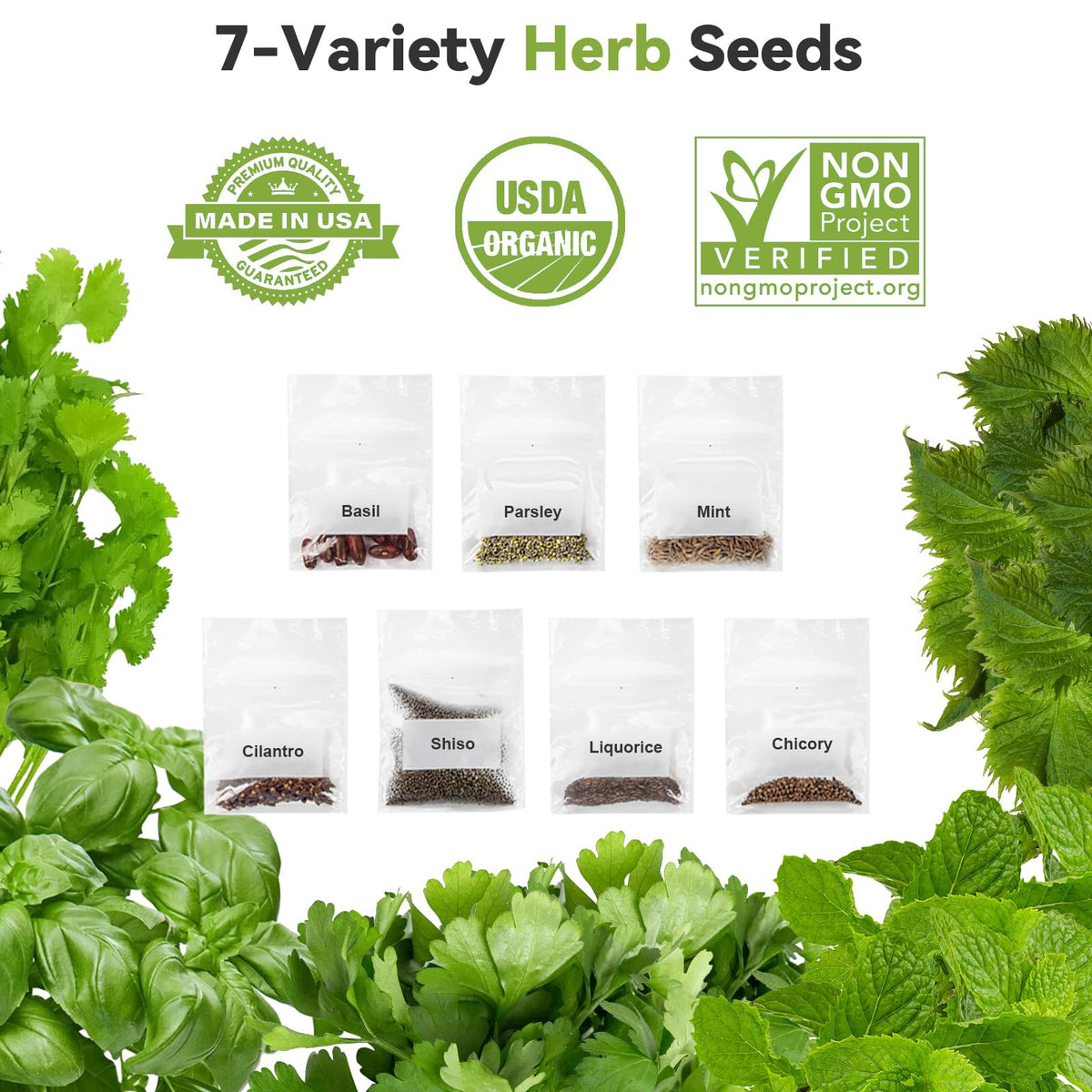 Inbloom non-GMO seeds in resealable pack stay fresh for future planting.