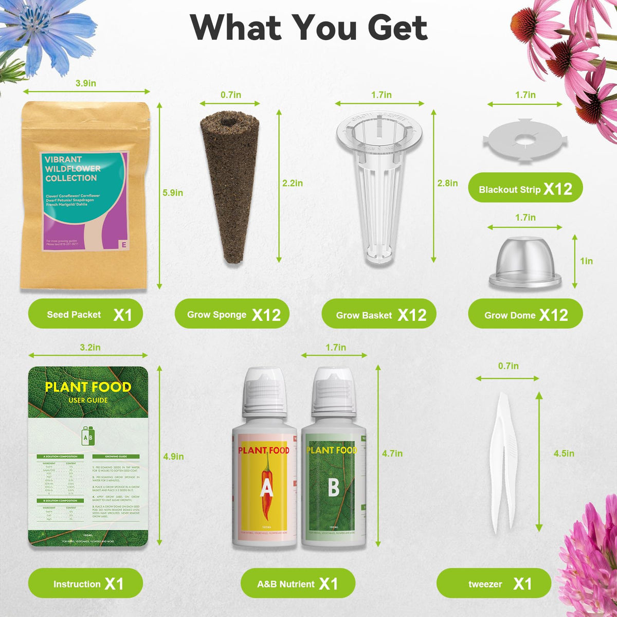 Inbloom seed sponges pack enhances germination with optimal air-to-water ratio.