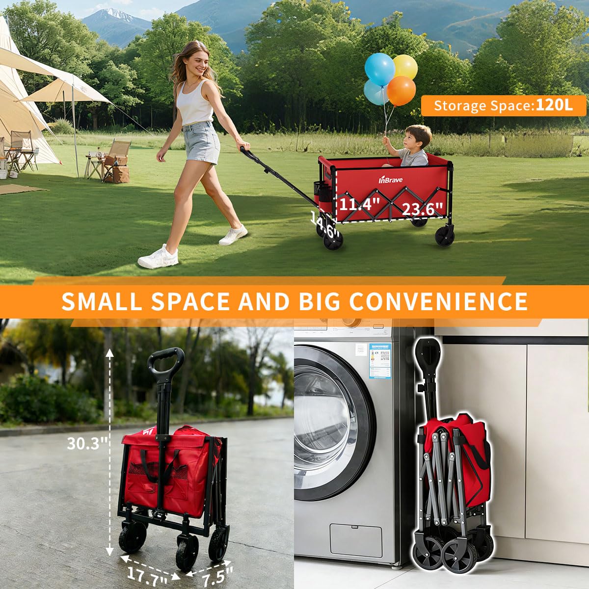 InBrave collapsible wagon folded compact for easy storage and transport.