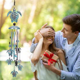 INCOK Sea Turtle Wind Chime features durable aluminum tubes resistant to weather.