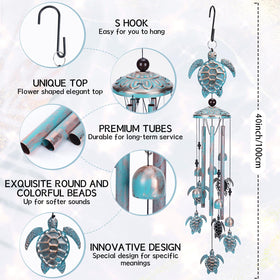 INCOK Sea Turtle Wind Chime shows six smaller turtles for playful yard charm.