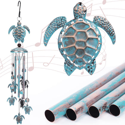 INCOK Sea Turtle Wind Chime top design with large turtle, enhances outdoor ambiance.