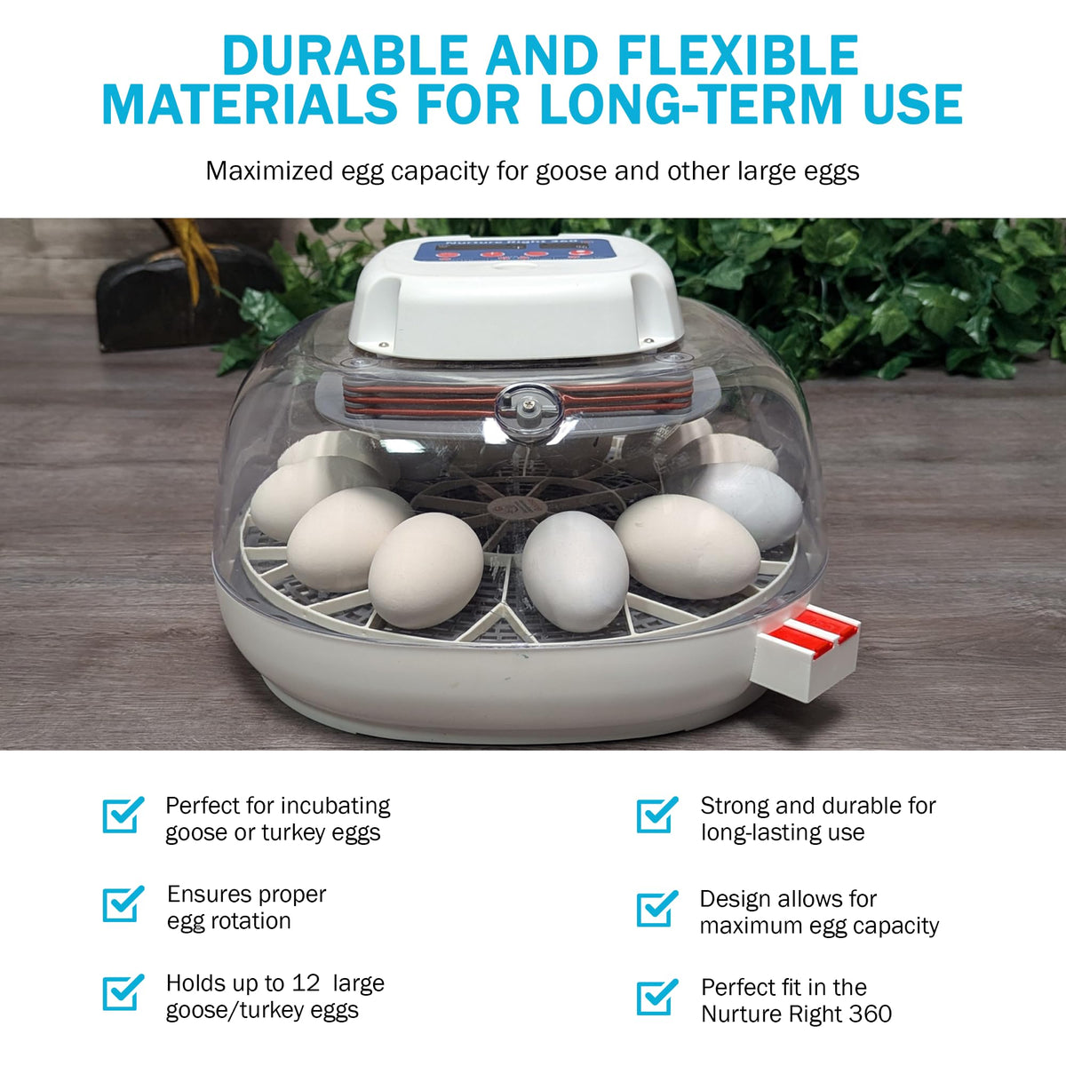 Incubator Warehouse hand-washable egg trays simplify cleaning and hygiene.