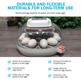 Incubator Warehouse hand-washable egg trays simplify cleaning and hygiene.
