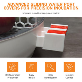 Incubator Warehouse labeled sliding water port cover for quick access