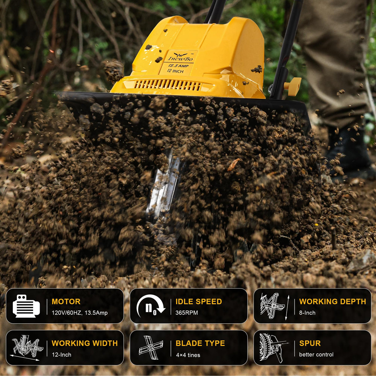 IncwBo wheel adjustment aids easy tilling and portability.