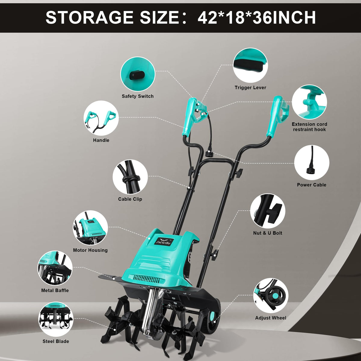 User-friendly controls and safety features of the IncwBo tiller