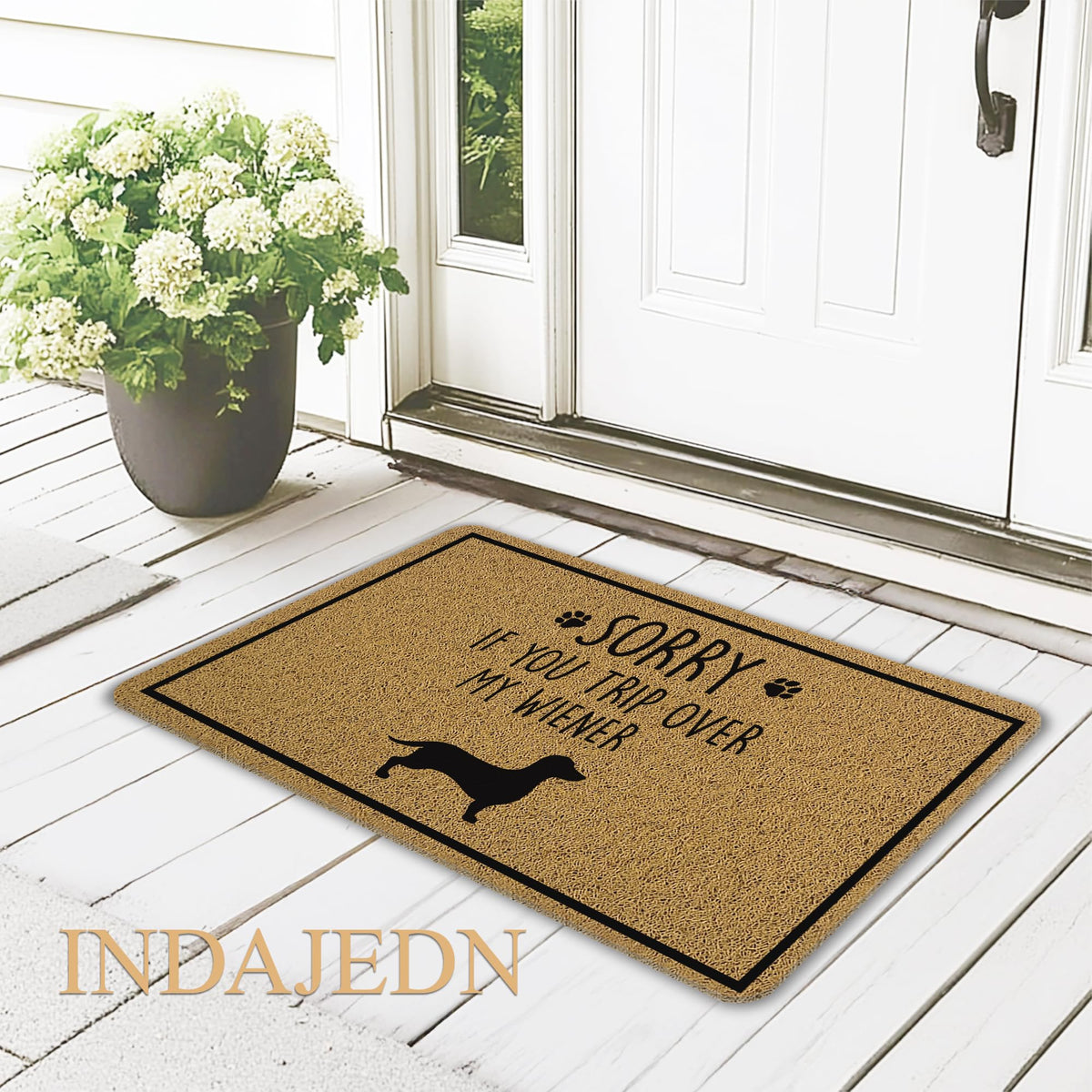 INDAJEDN Wiener dog welcome mat on porch adds warmth and greeting