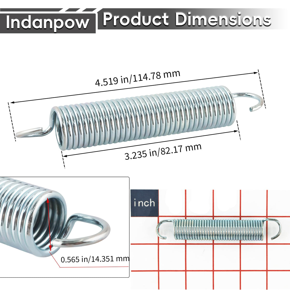 Indanpow 73204629 close-up coil highlights robust tension for consistent mowing.