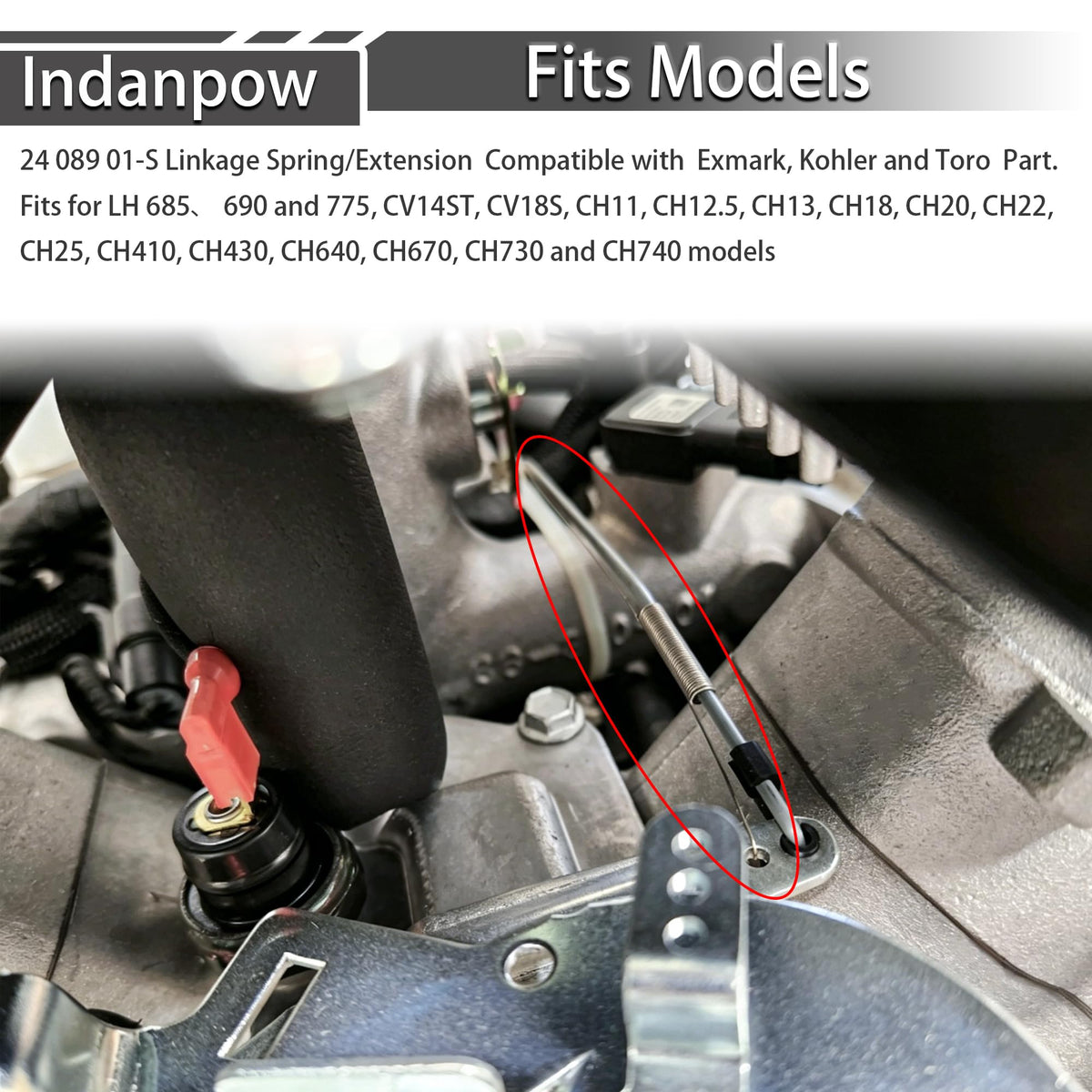 Indanpow Exmark tension spring compatibility detail for seamless replacement.