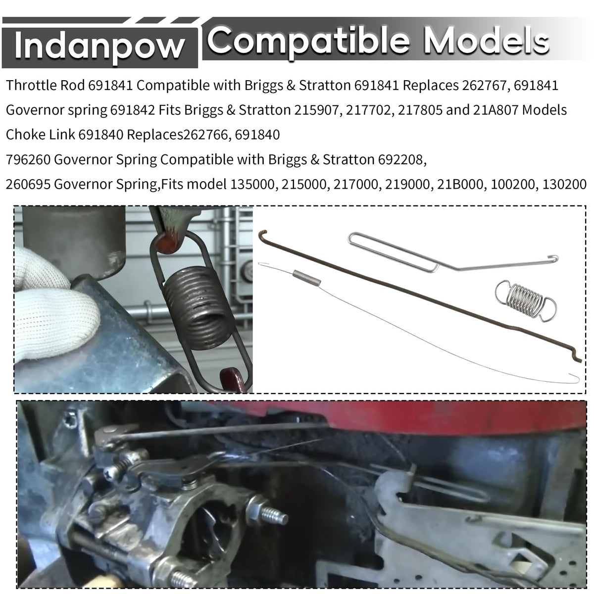 Indanpow governor spring 796260 works with Briggs and Stratton engines for steady performance