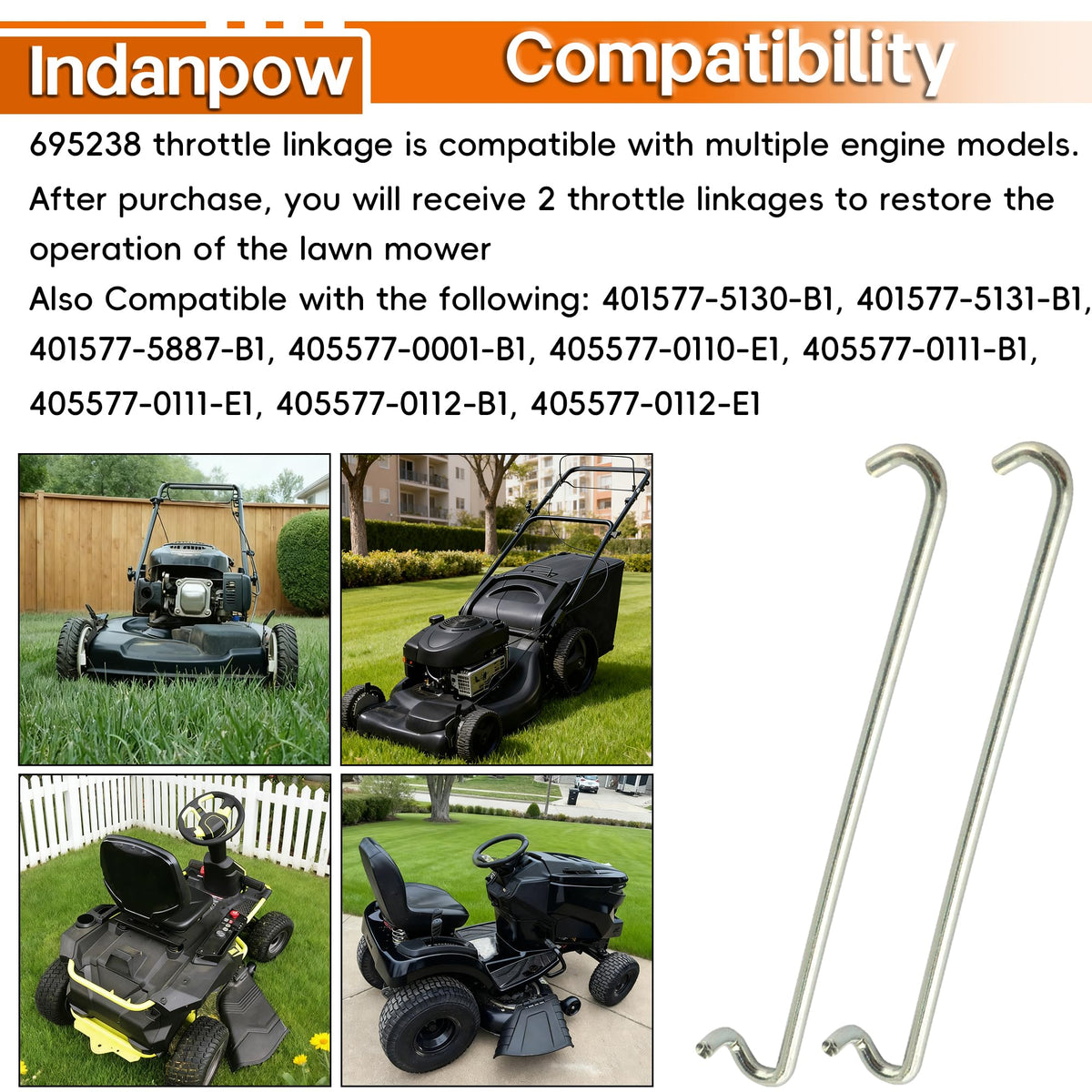 Indanpow throttle link packaging arranged for easy stocking and repairs