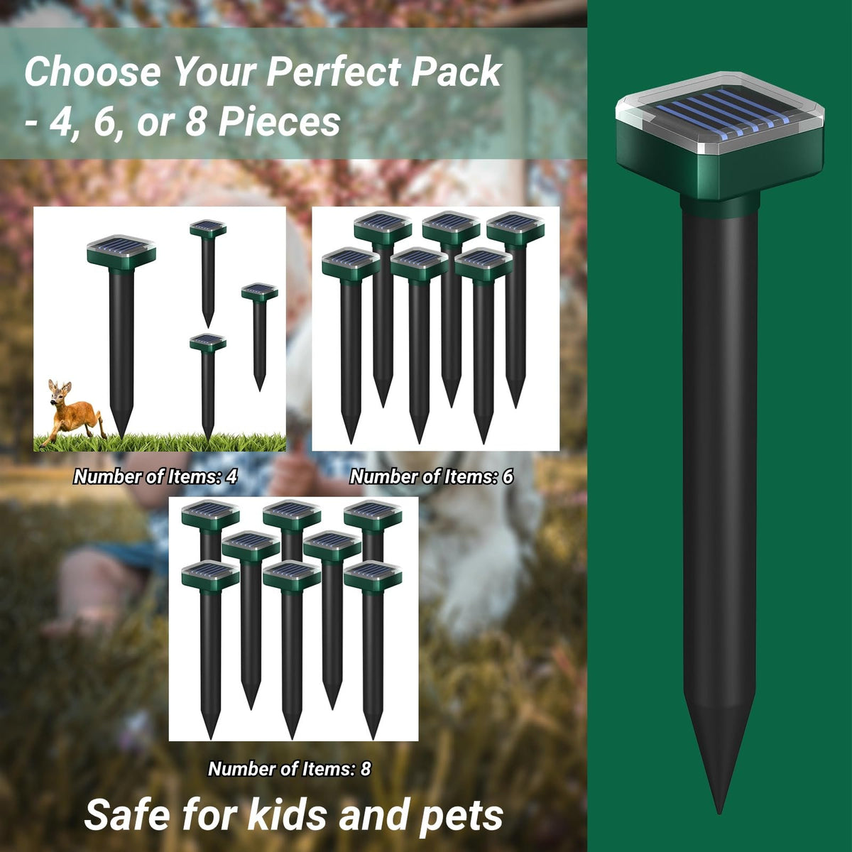 INENNT deer repellent device in a lush garden deters deer quietly.