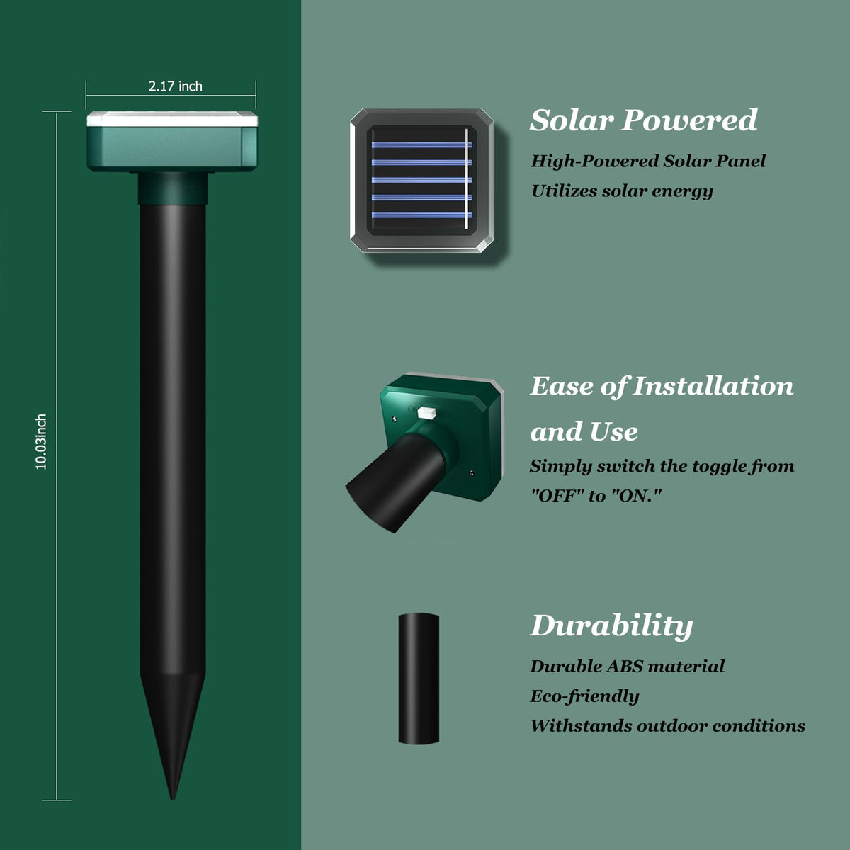 INENNT quick-install stake shows ground insertion in minutes.