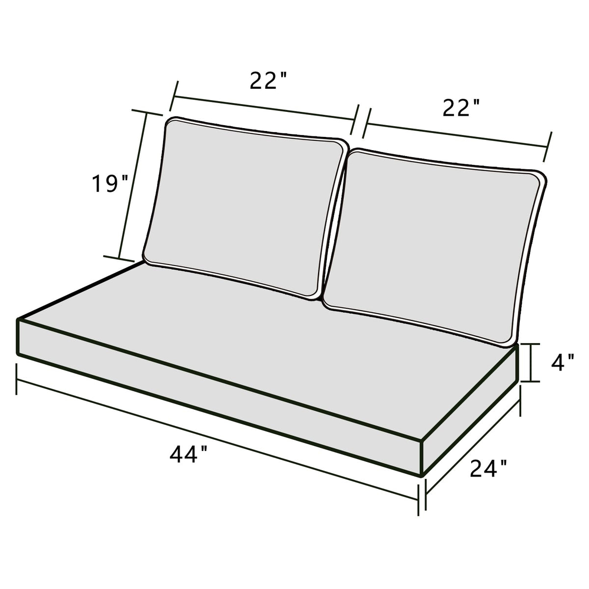 INFBLUE outdoor loveseat back cushion 23x19 supportive lounging