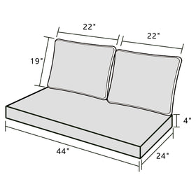 INFBLUE outdoor loveseat back cushion 23x19 supportive lounging