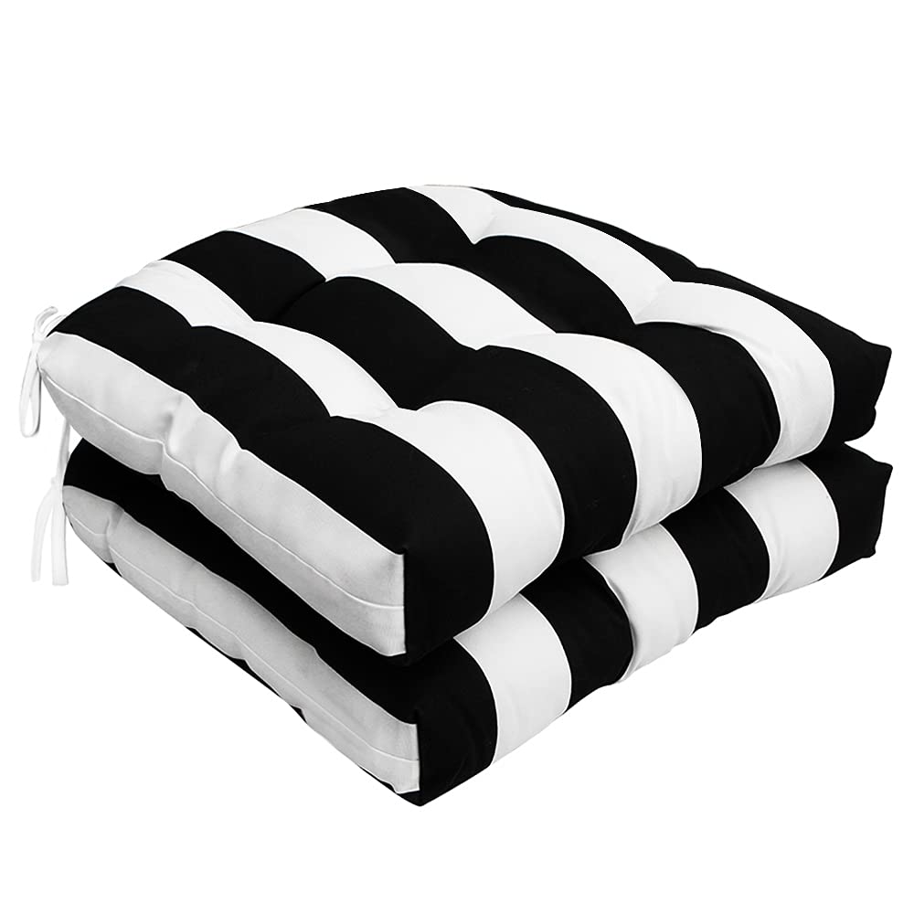 INFBLUE wicker seat cushions on outdoor chair, front view, weather-resistant and comfortable