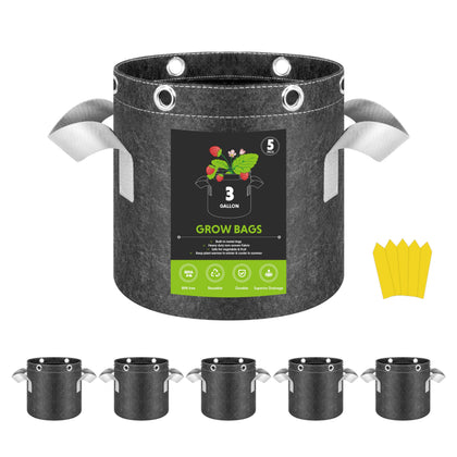 InfiniPower 5-pack 3-gallon grow bags ready for planting and storage