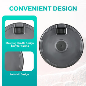 InfiniPower heavy-duty base side view highlighting adjustable pole compatibility.