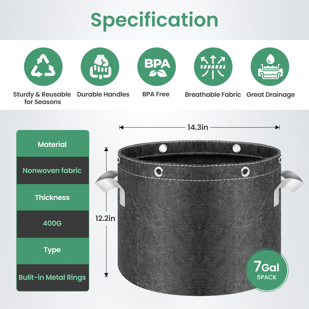 InfiniPower breathable fabric grow bags promoting healthy root aeration and growth.