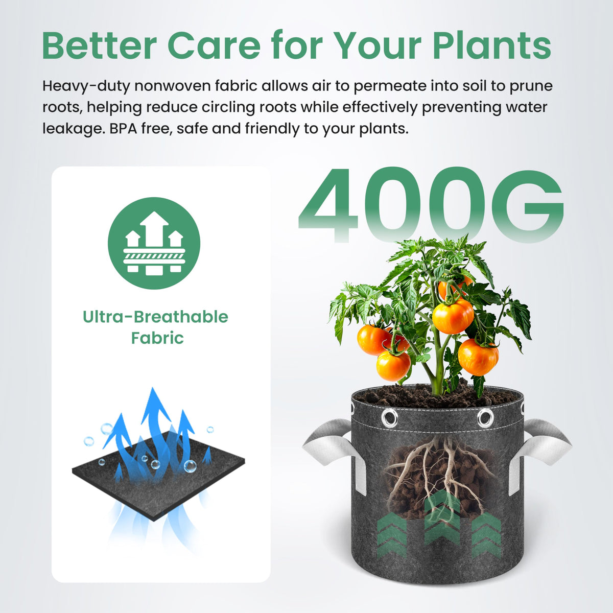 InfiniPower drainage-focused bags prevent overwatering and support plant health.
