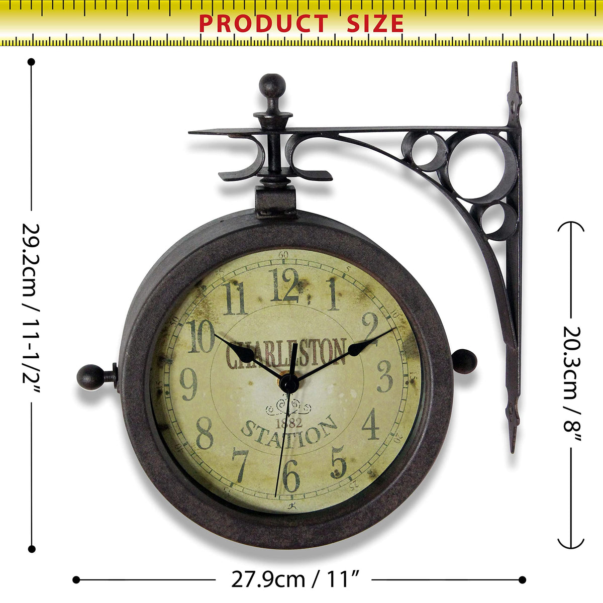 Infinity Instruments Charleston outdoor clock, durable materials endure weather while remaining decorative.
