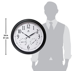 Infinity Instruments exterior wall clock offers clear viewing from a distance