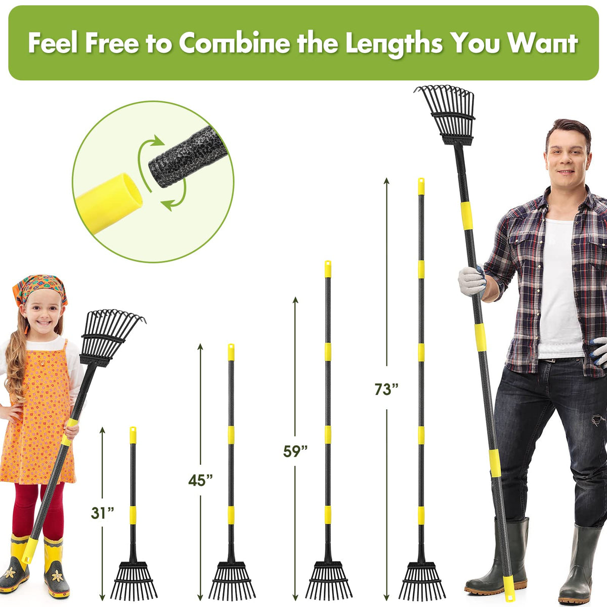 INFLATION adjustable-handle setup for personalized yard work comfort