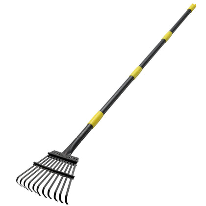 INFLATION heavy-duty leaf rake with 78-inch handle for easy lawn cleanup