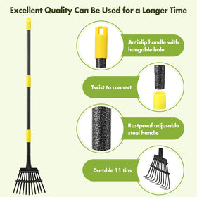 INFLATION multi-area rake for leaves, yard litter, and tight spaces