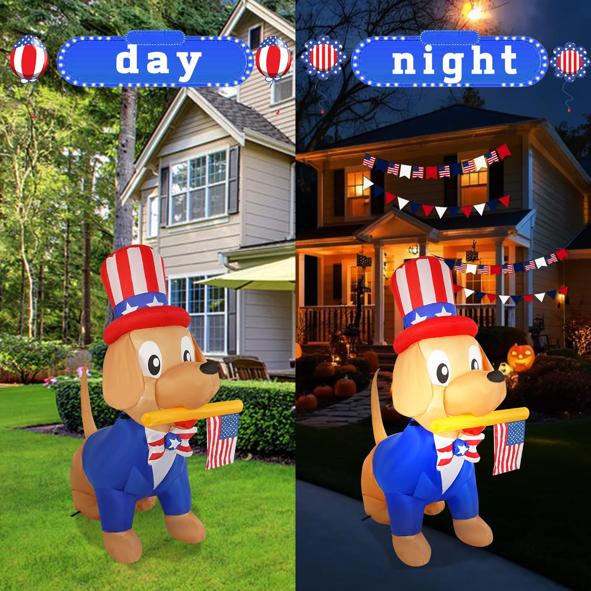 InfleasJoiy LED-lit inflatable lights the lawn for festive gatherings.