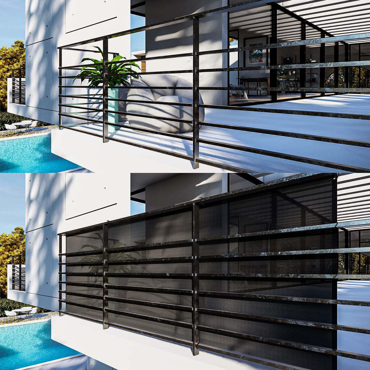 INFRANGE mesh windscreens on fence upgrade outdoor privacy and airflow