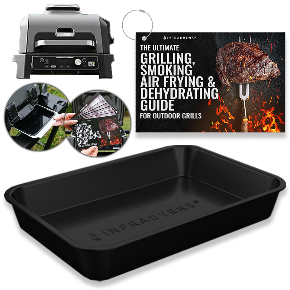 Infraovens drip pan liner OG701 on Ninja Woodfire grill for quick cleanup.