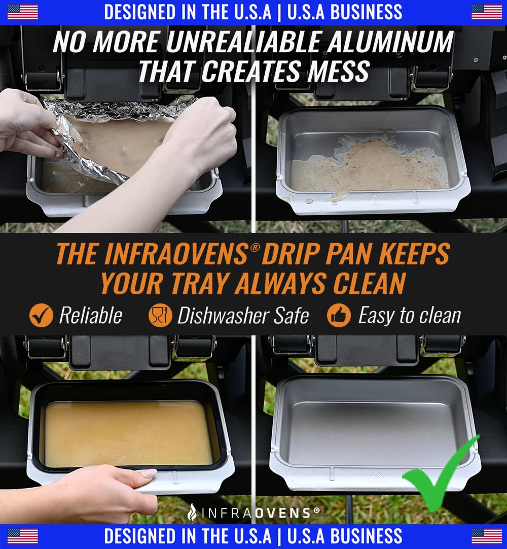 INFRAOVENS silicone tray on a Ninja Woodfire setup, heat resistant and dishwasher safe.