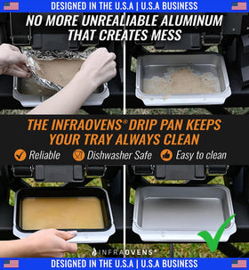 INFRAOVENS silicone tray on a Ninja Woodfire setup, heat resistant and dishwasher safe.